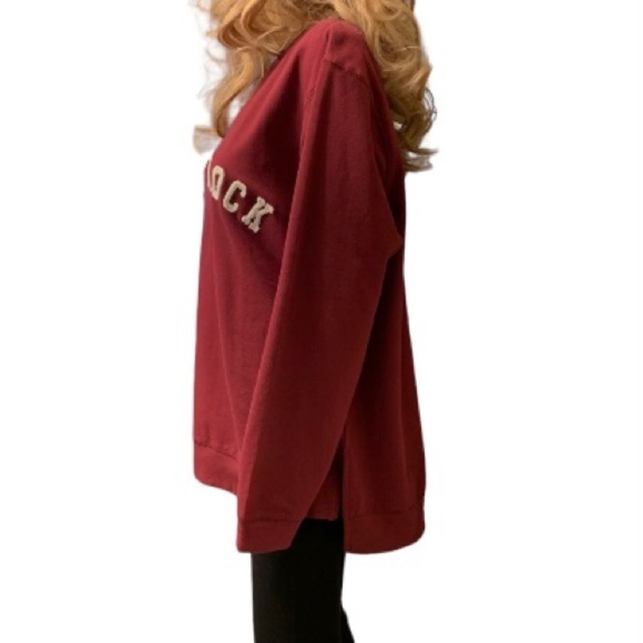 SWEATSHIRT Green Tea Women’s Burgundy WINE O CLOCK Long Sleeve Sweatshirt - Picture 7 of 10